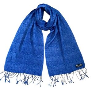Hand Made in Nepal Cobalt Blue mini tassel with subtle print Scarf No brand